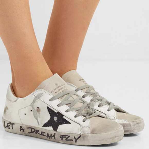 Golden Goose Shoes - Golden Goose Superstar Distressed Leather Sneakers